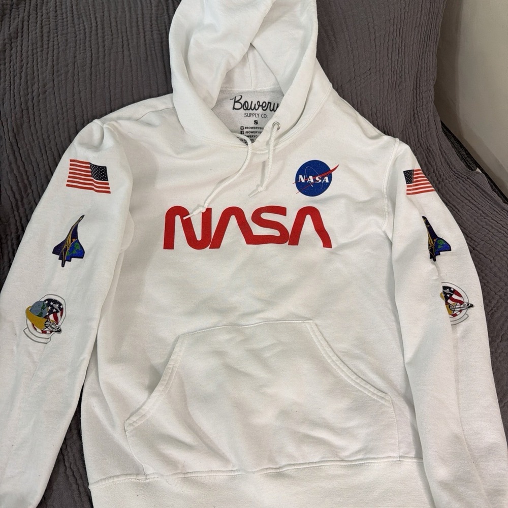 Men's Small Bowery Supply NASA Space Astronaut White with Red Hoodie
